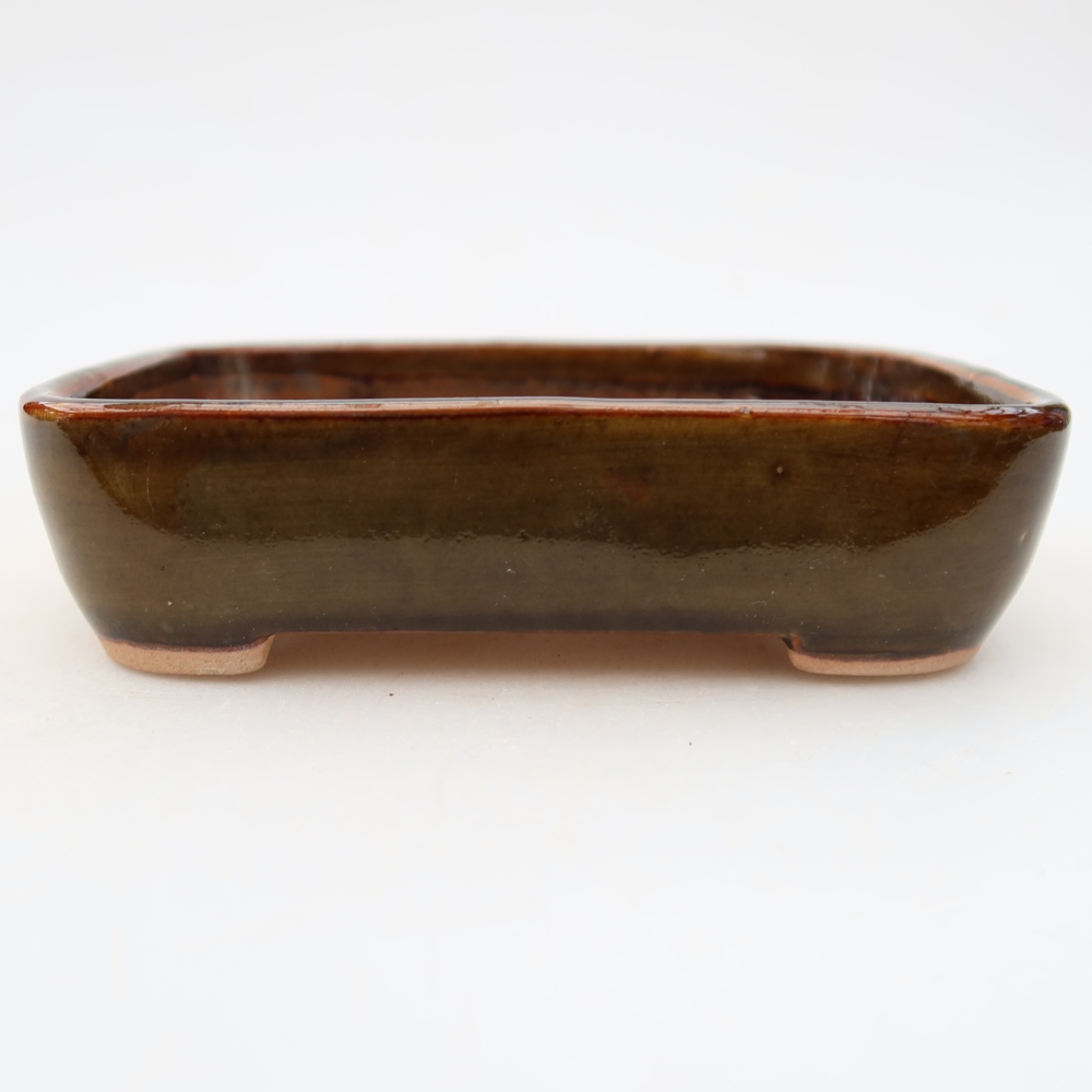 Ceramic bonsai pot, 12.5 x 9 x 3.5 cm, brown