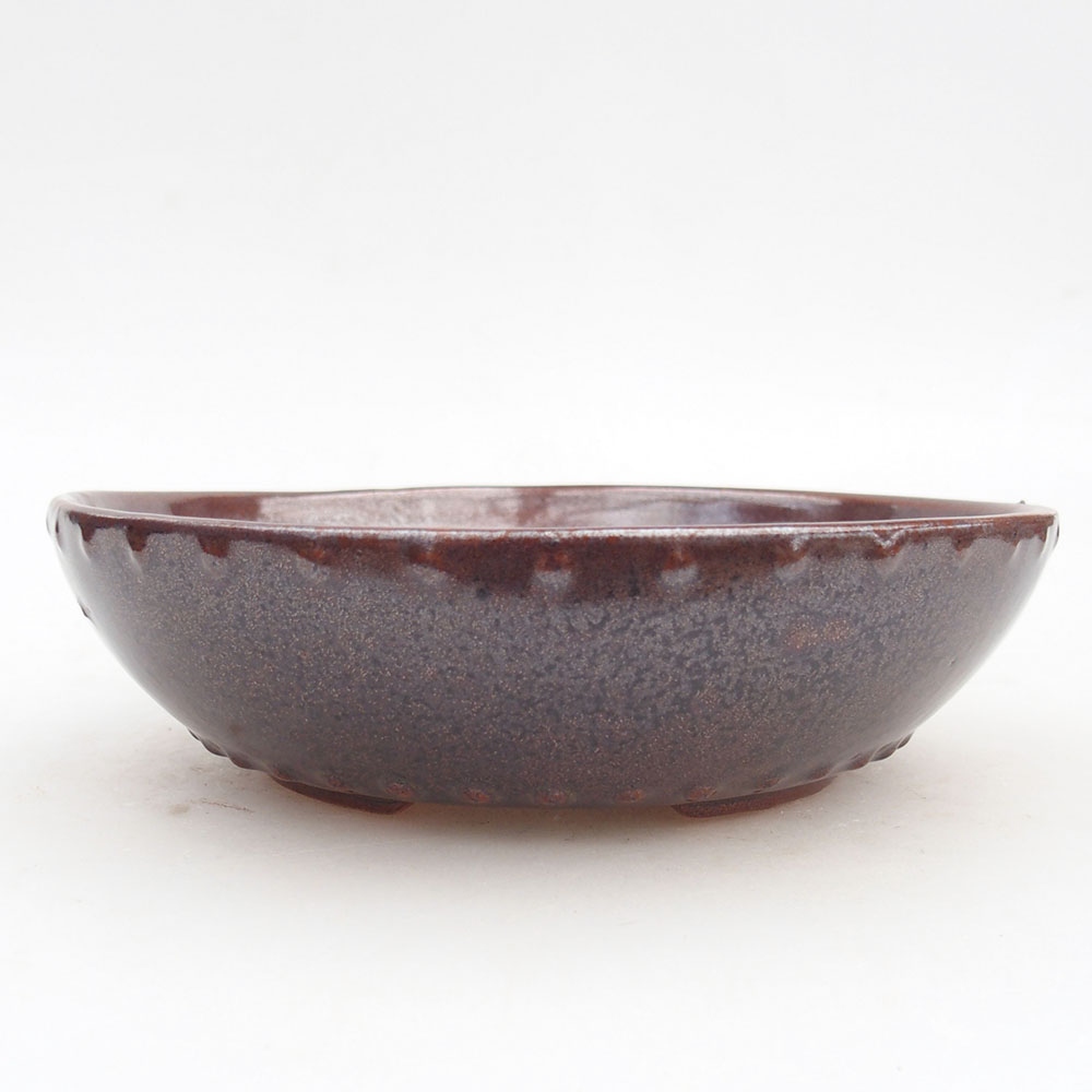 Ceramic bonsai bowl 17,5 x 17,5 x 4,5 cm, brown