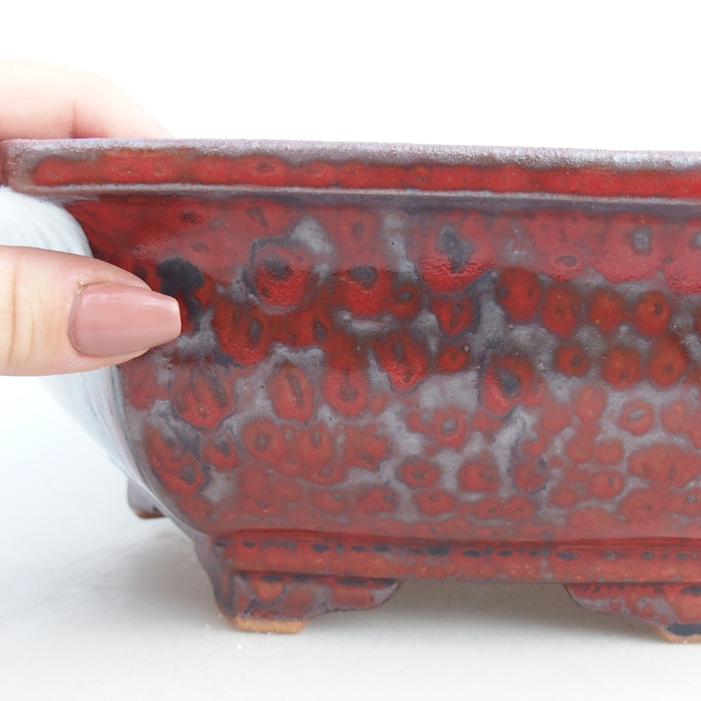 Ceramic bonsai bowl 24,5 x 20 x 4 cm, colour red