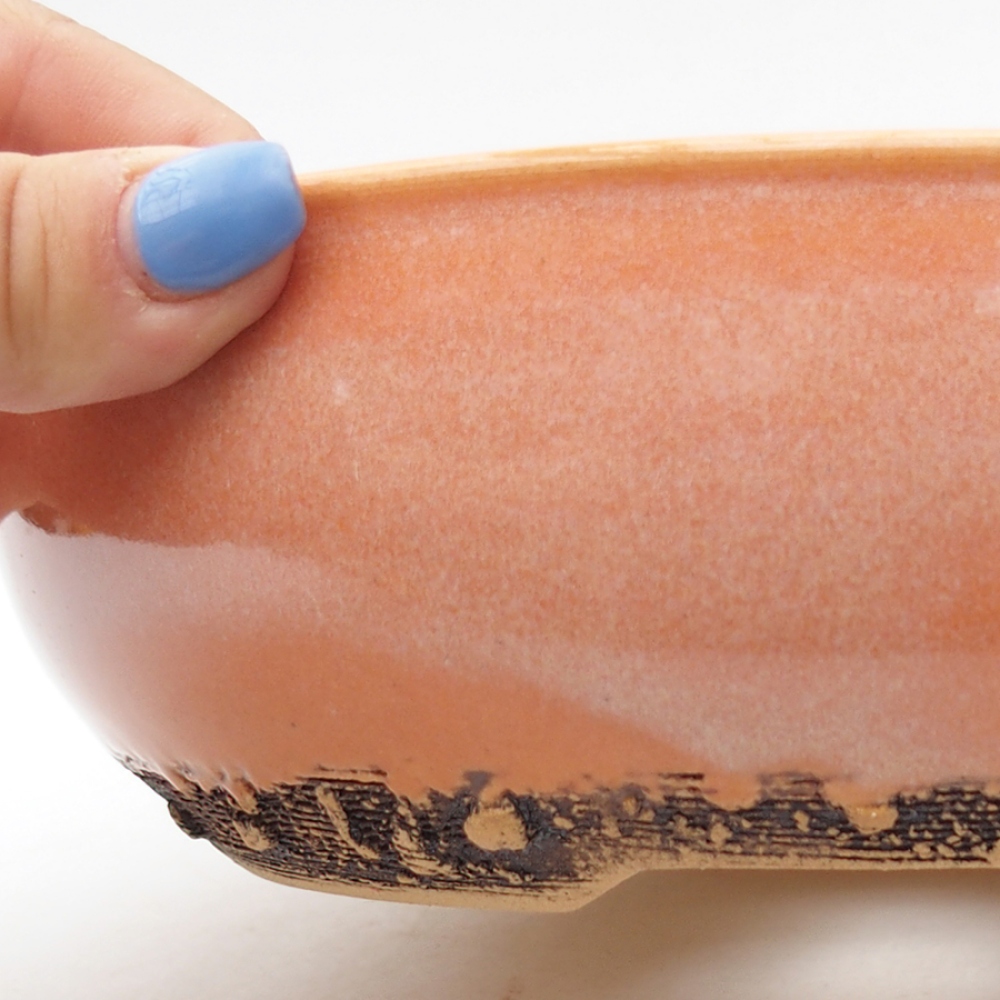 Ceramic bonsai bowl 20 x 20 x 6 cm, color orange