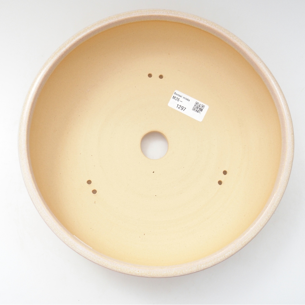 Ceramic bonsai bowl 25,5 x 25,5 x 6 cm, colour beige