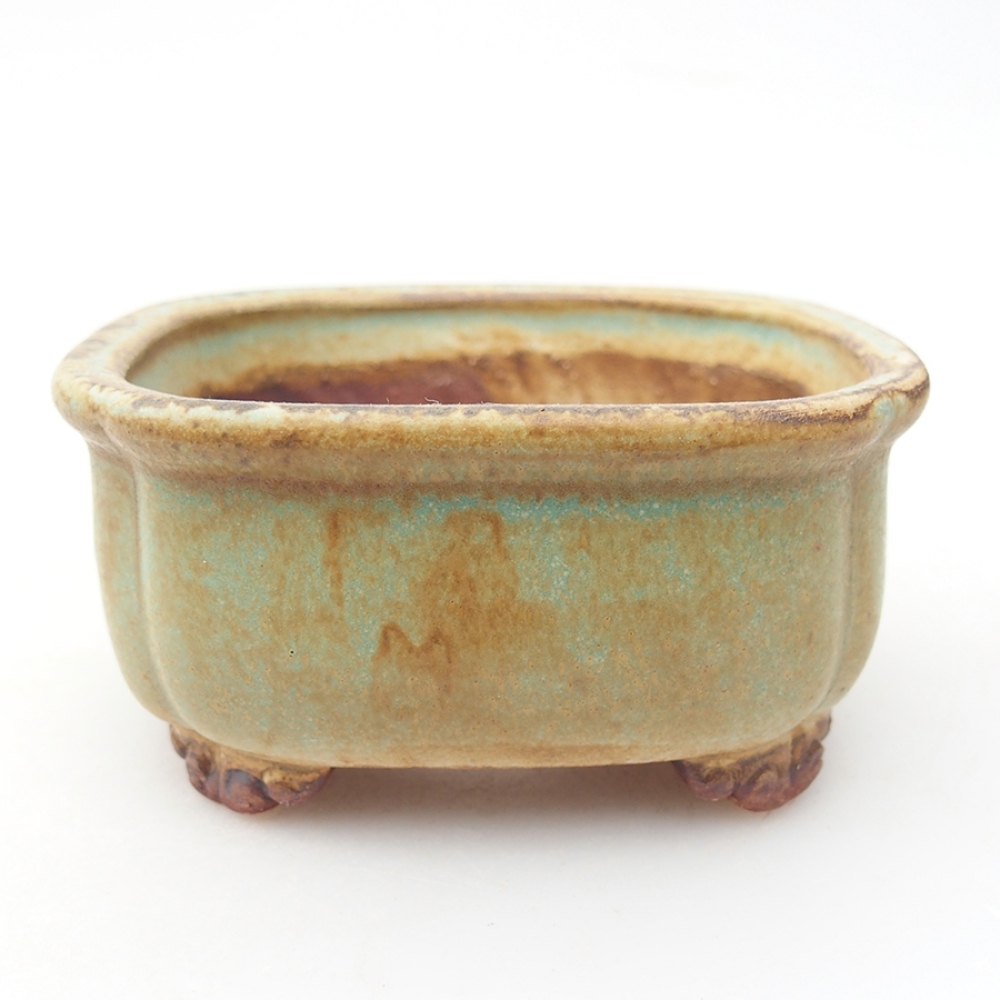 Ceramic bonsai bowl 7,5 x 7 x 4 cm, color green