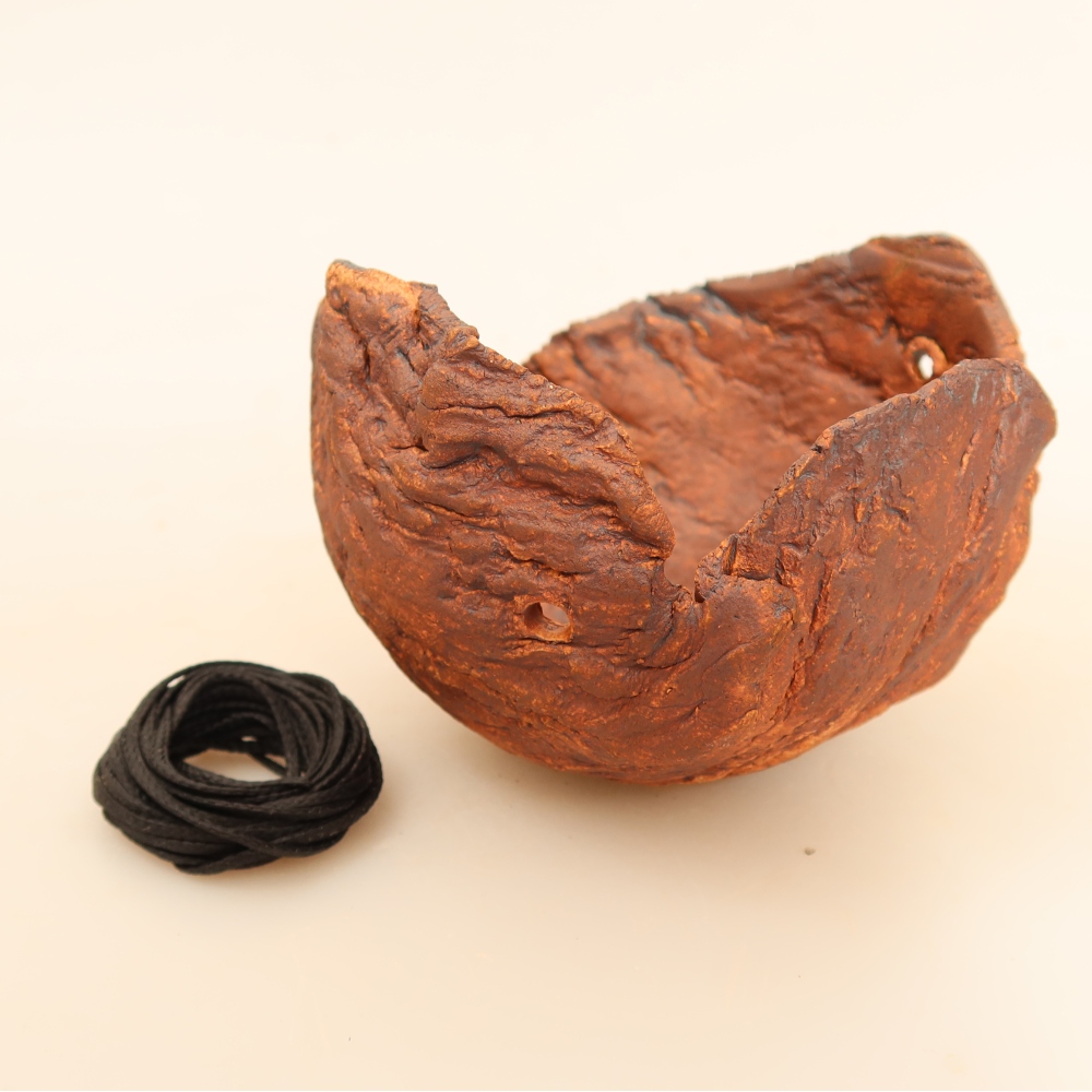 Ceramic Kokedama Pot, 10 x 9.5 x 7 cm, Brown