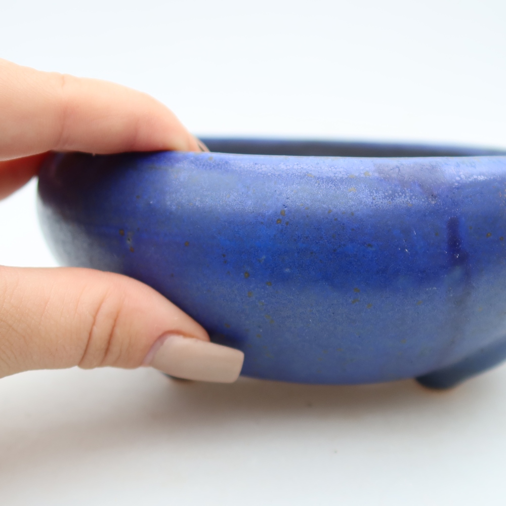 Ceramic bonsai pot, 15 x 15 x 6.5 cm, blue