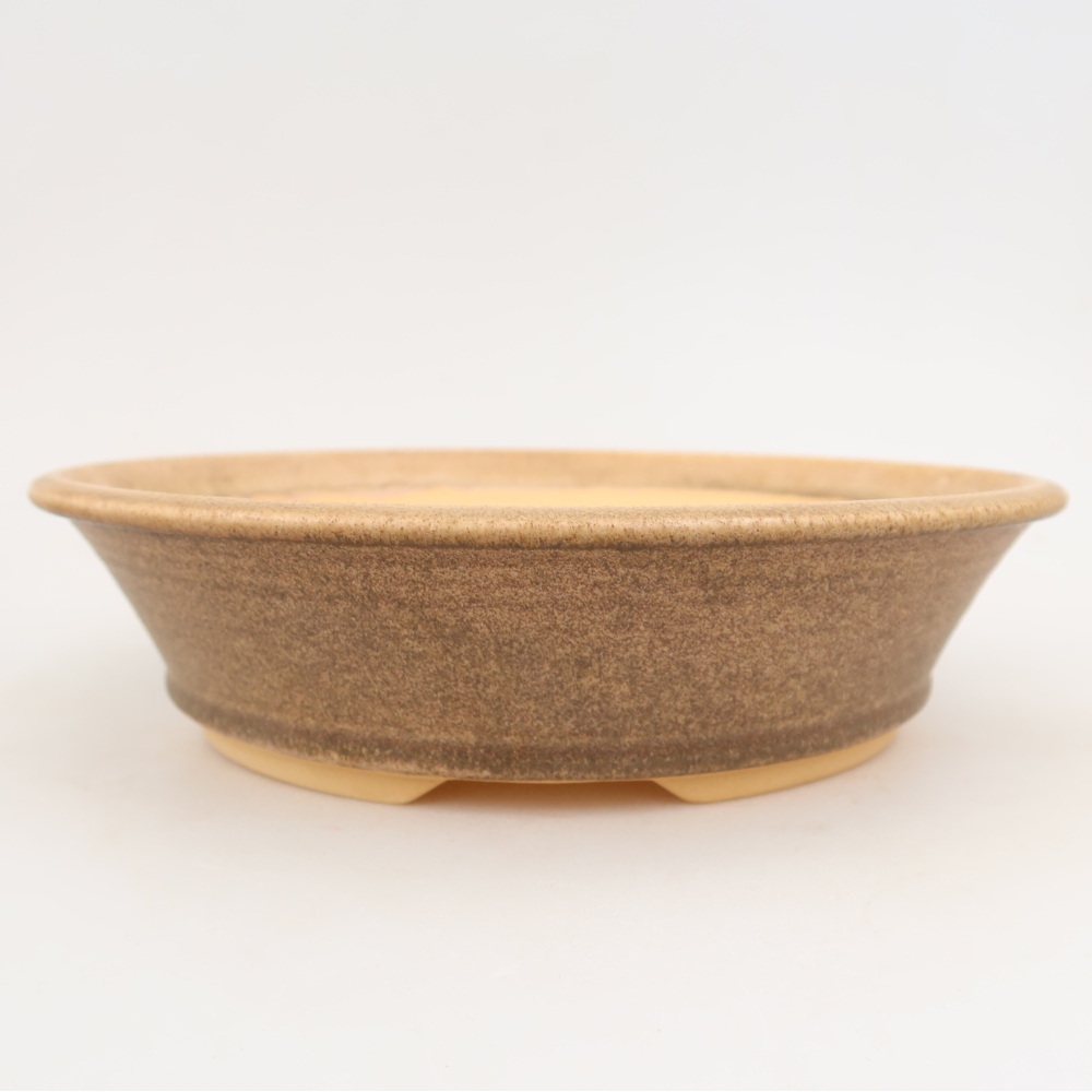 Ceramic bonsai pot, 25.5 x 25.5 x 6.5 cm, brown