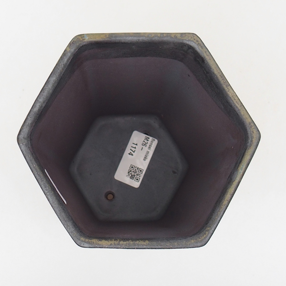 Ceramic bonsai bowl 13 x 11,5 x 17 cm, green-grey