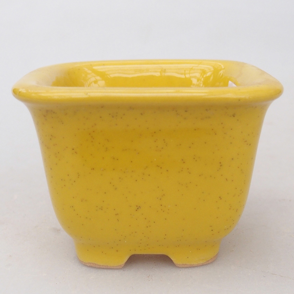 Ceramic bonsai bowl 6,5 x 6,5 x 5 cm, yellow