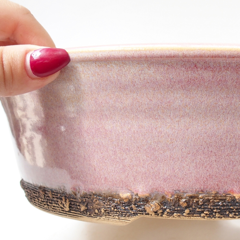 Ceramic bonsai bowl 26 x 26 x 7,5 cm, color pink