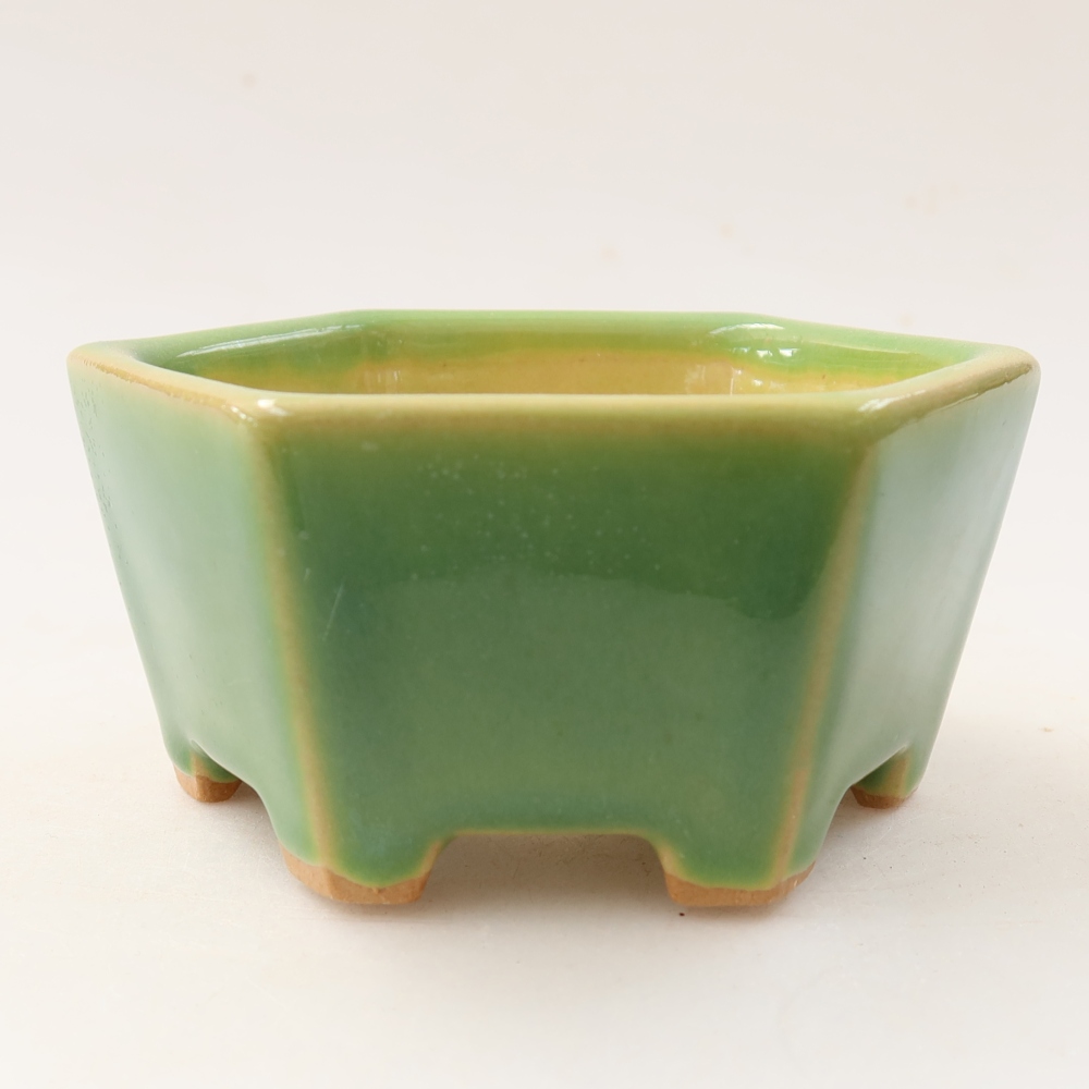 Ceramic bonsai pot, 10 x 9 x 5 cm, green