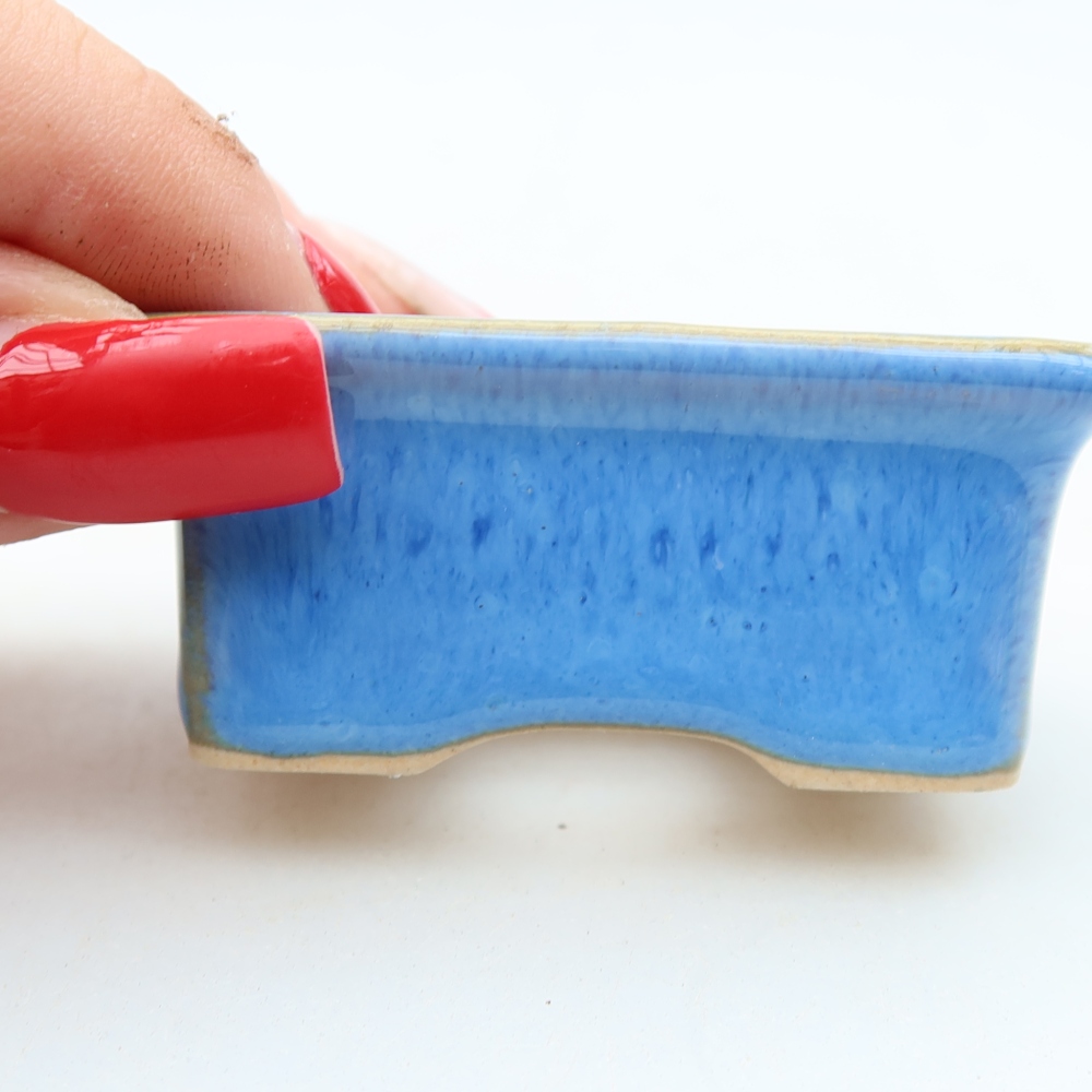 Ceramic bonsai pot, 6 x 4.5 x 2.5 cm, blue