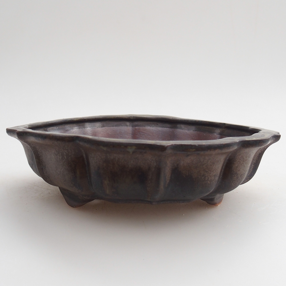 Ceramic bonsai bowl 18 x 18 x 4,5 cm, brown
