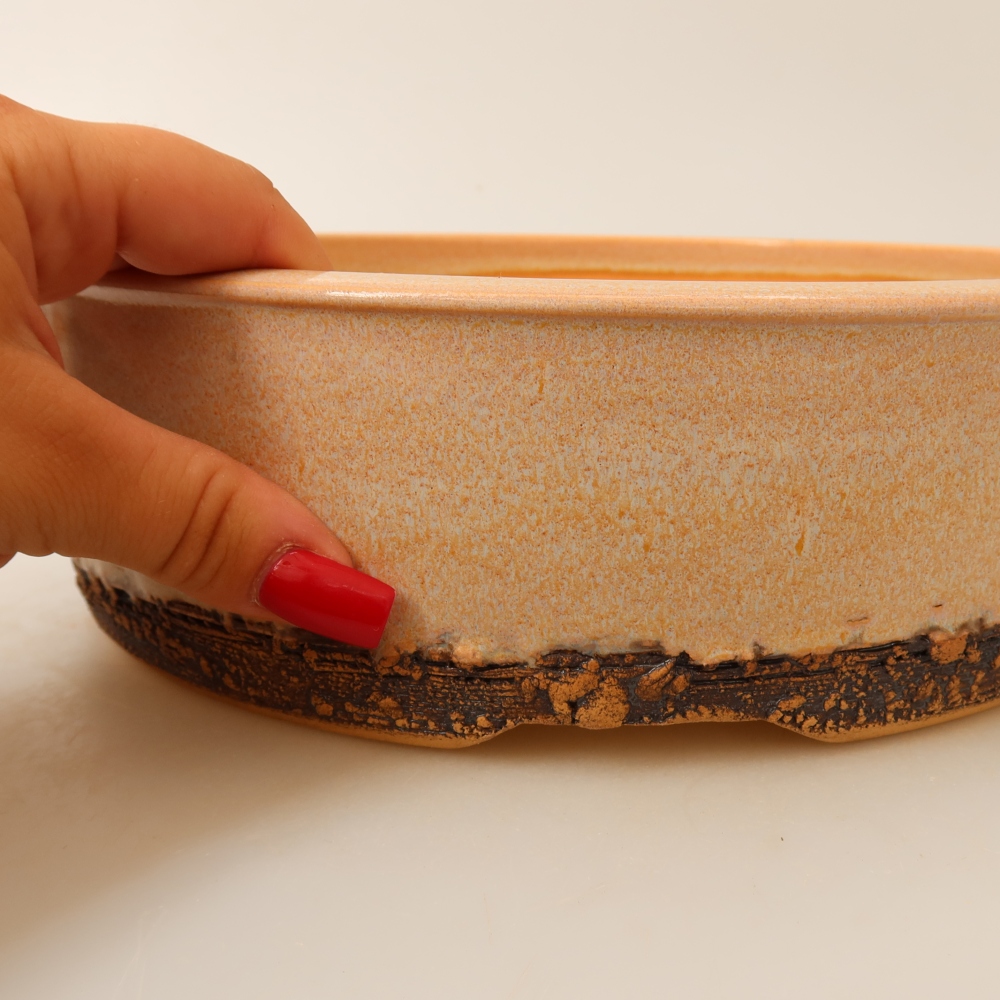 Ceramic bonsai bowl 24,5 x 24,5 x 7 cm, colour beige