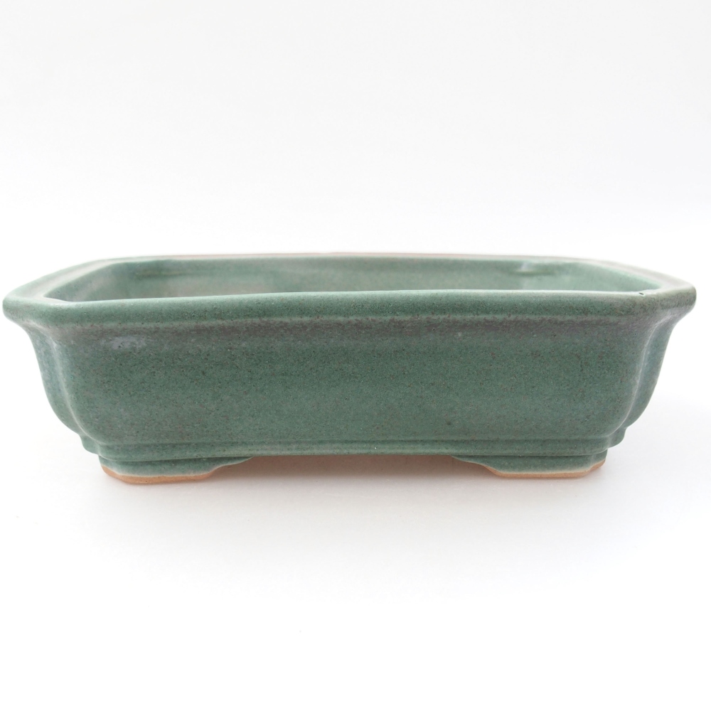 Ceramic bonsai bowl 18 x 14 x 5 cm, color green