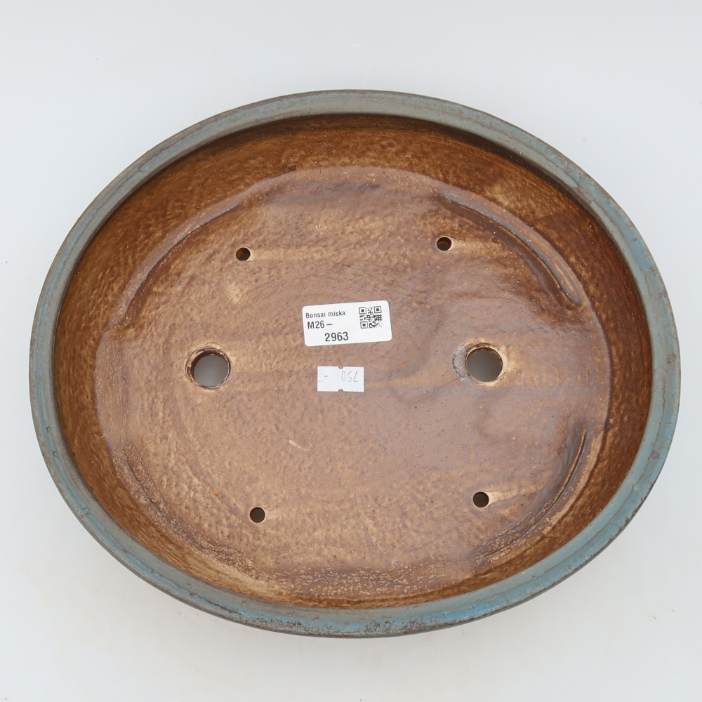 Ceramic bonsai pot, 27 x 24 x 5.5 cm, blue