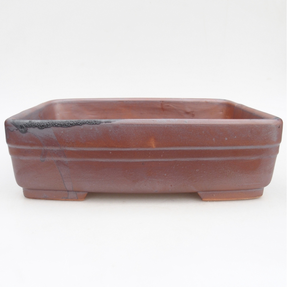 Ceramic bonsai bowl 26,5 x 19,5 x 8 cm, metal colour