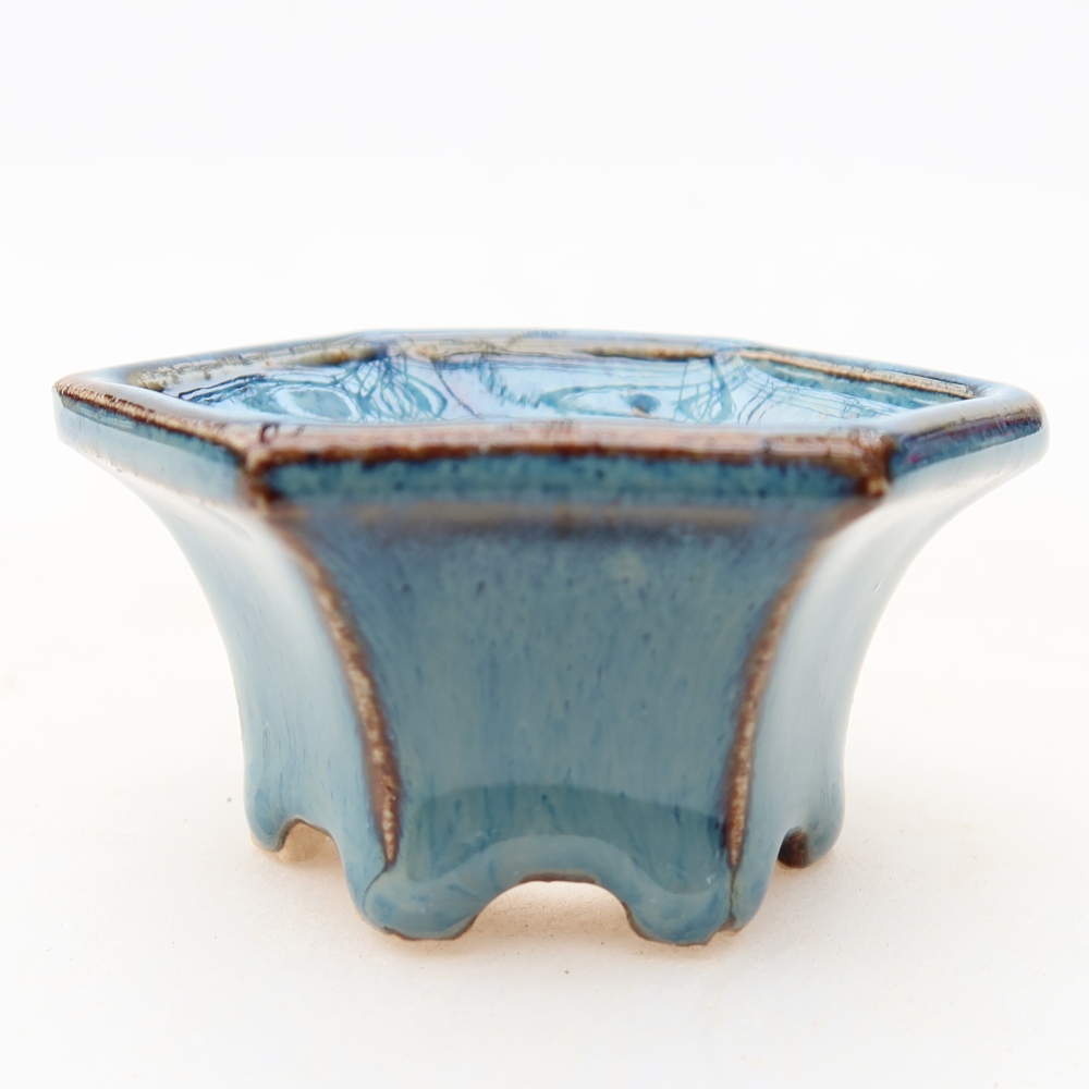 Ceramic bonsai pot, 5.5 x 5 x 3 cm, blue