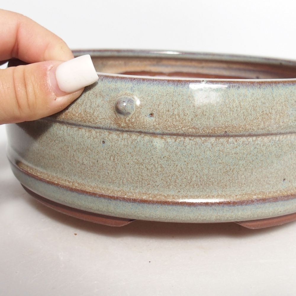 Ceramic bonsai bowl 17,5 x 17,5 x 6,5 cm, green