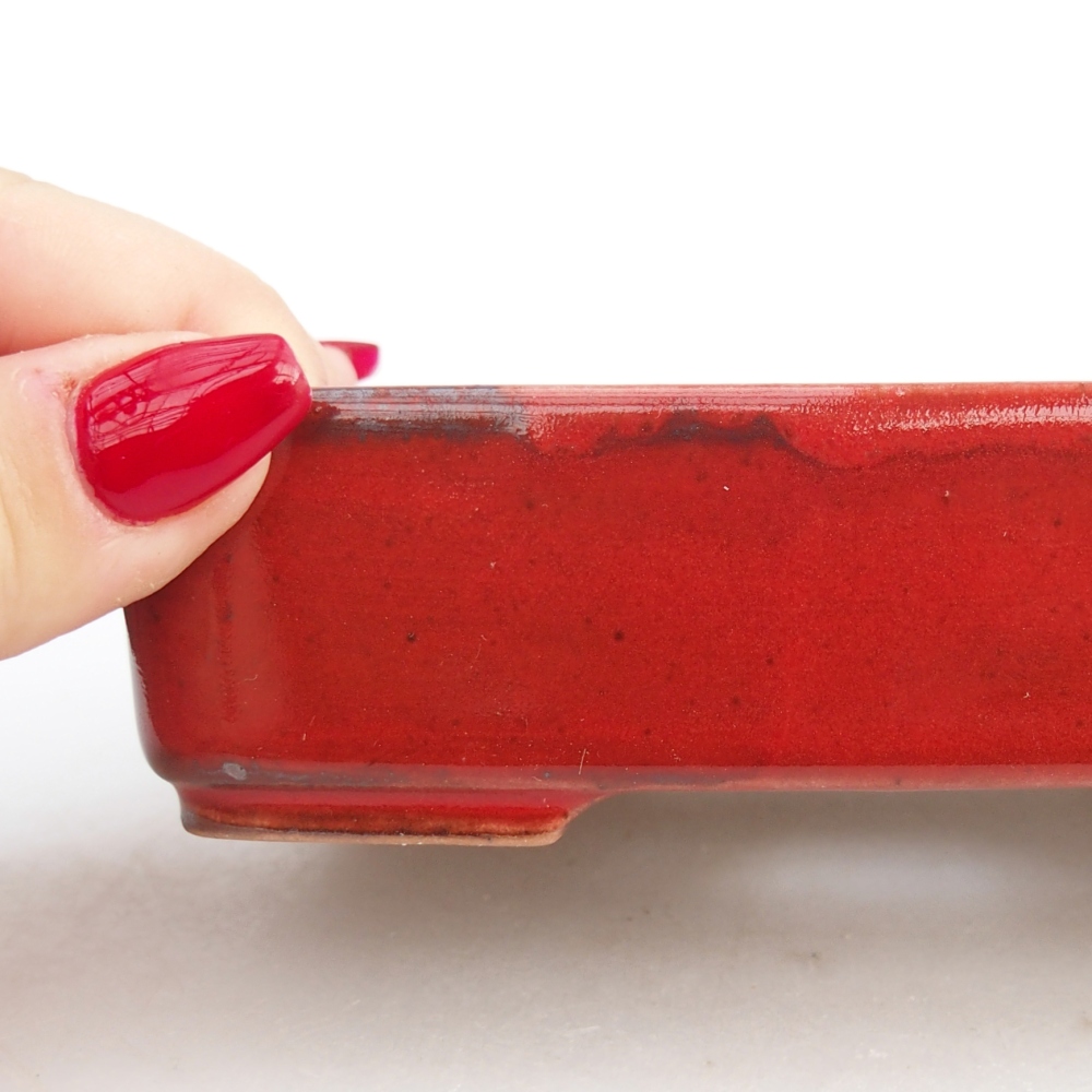 Ceramic bonsai bowl 12,5 x 9,5 x 3,5 cm, colour red