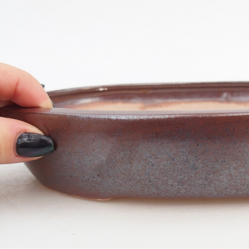 Ceramic bonsai bowl 22,5 x 17 x 4,5 cm, brown