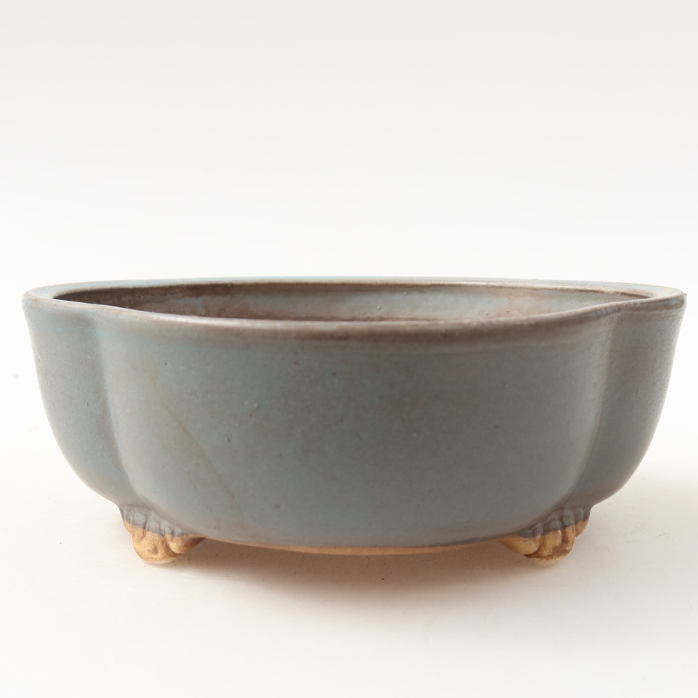Ceramic bonsai pot, 13.5 x 12.5 x 5 cm, blue