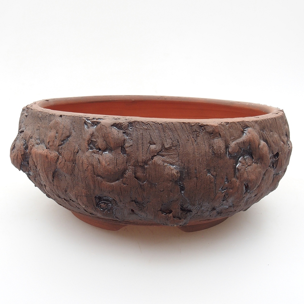 Ceramic bonsai bowl 15 x 15 x 6 cm, color brown