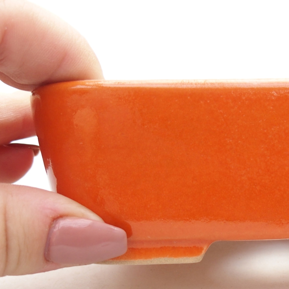 Ceramic bonsai bowl 12,5 x 9 x 3,5 cm, orange