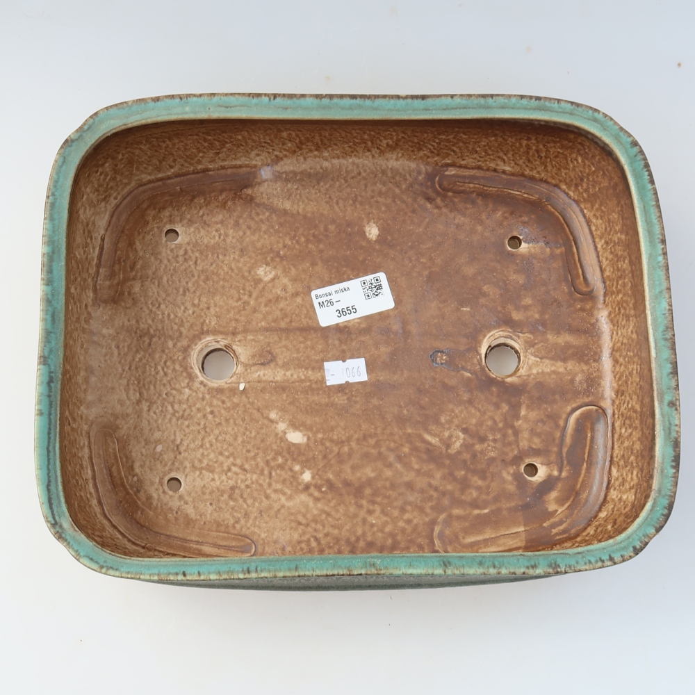 Ceramic bonsai pot, 29 x 23 x 7 cm, green