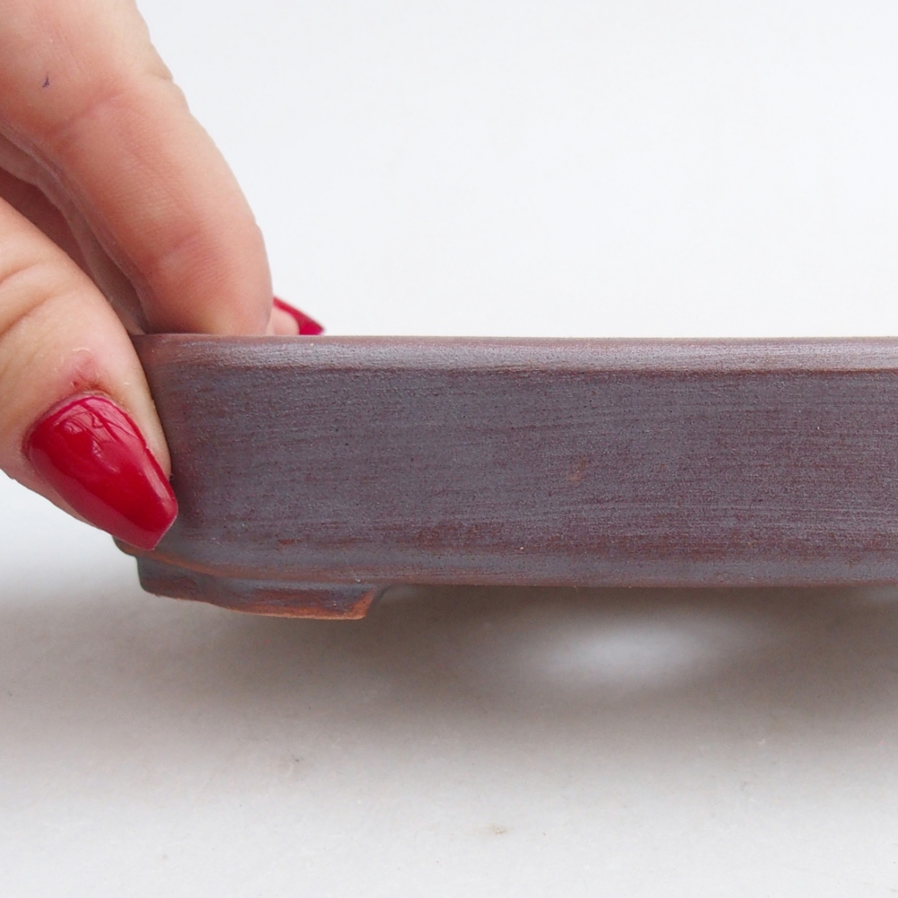 Ceramic bonsai bowl 13 x 9 x 3 cm, metal colour