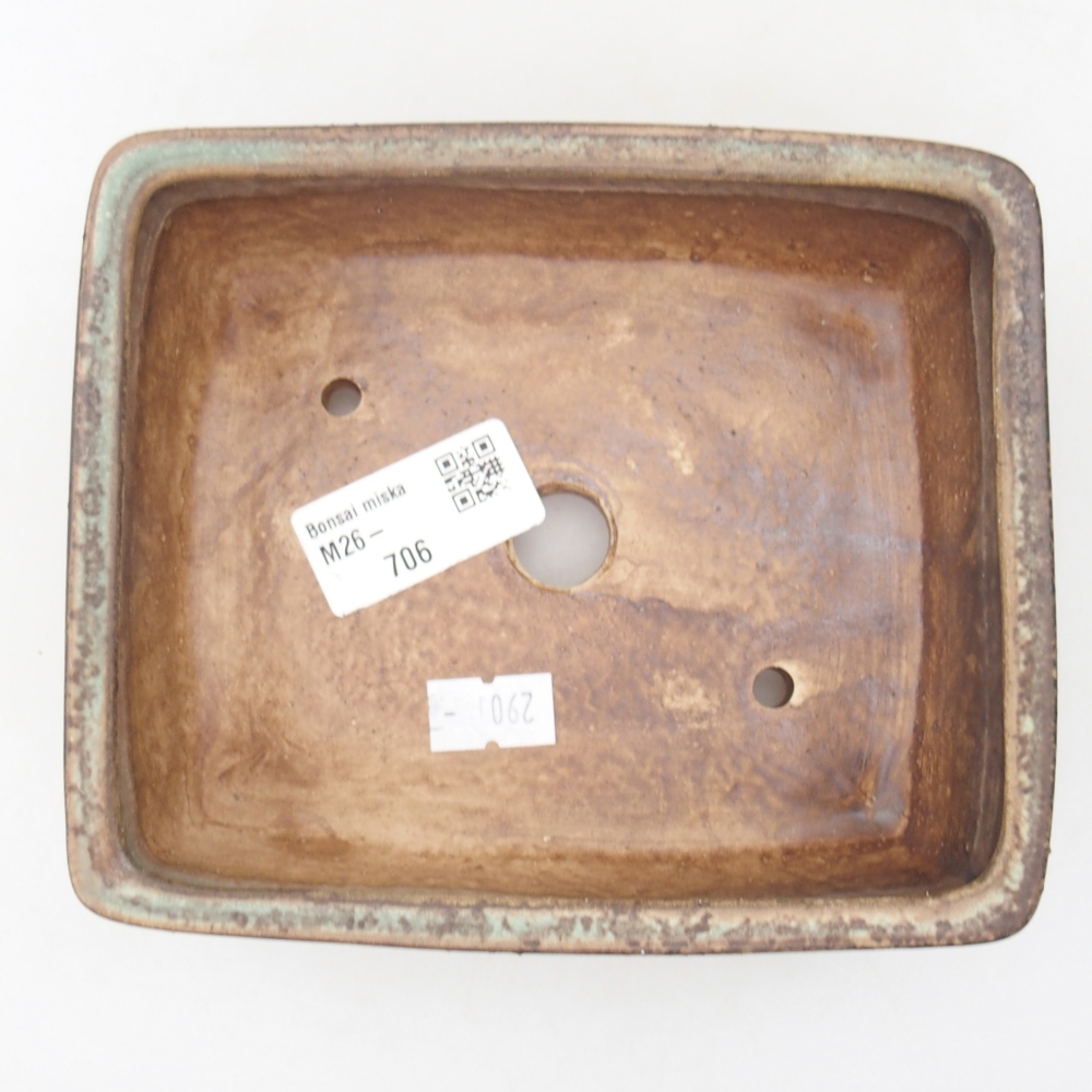 Ceramic bonsai bowl 15 x 12 x 5 cm, green