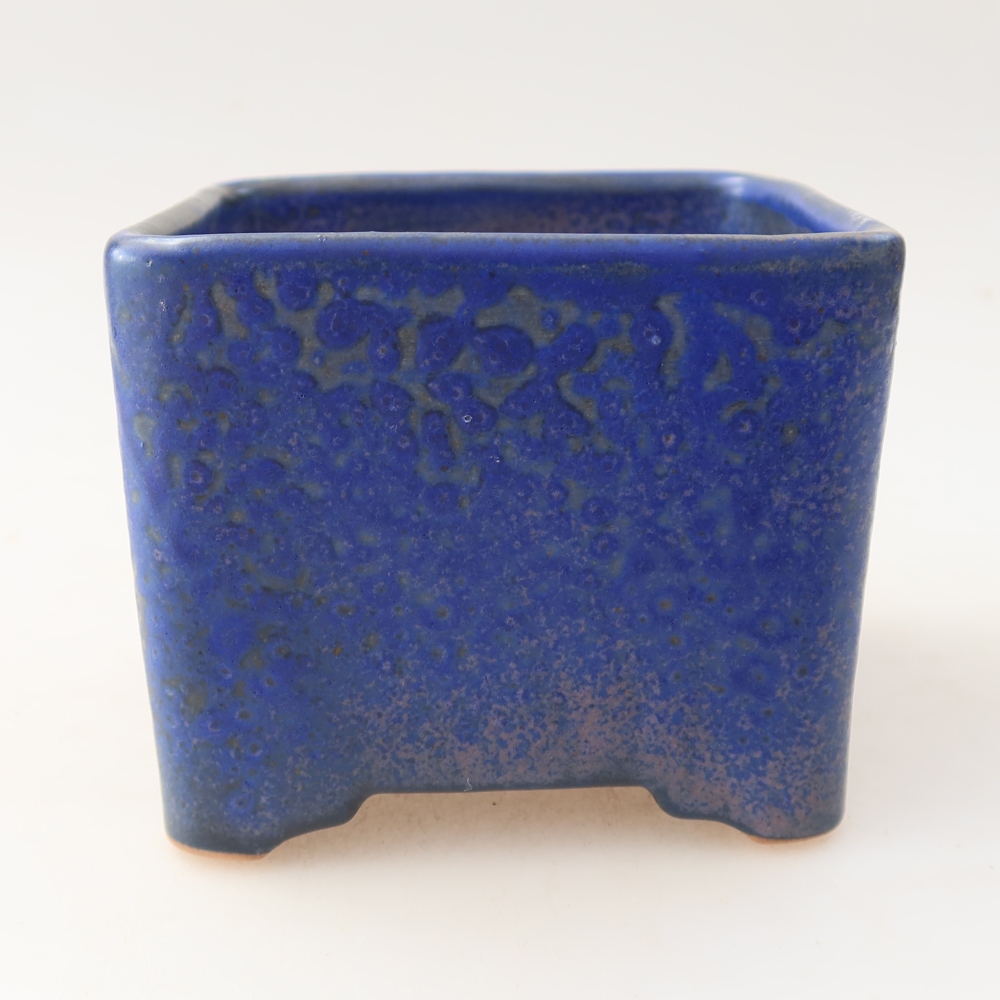 Ceramic bonsai bowl 10 x 10 x 8 cm, colour blue