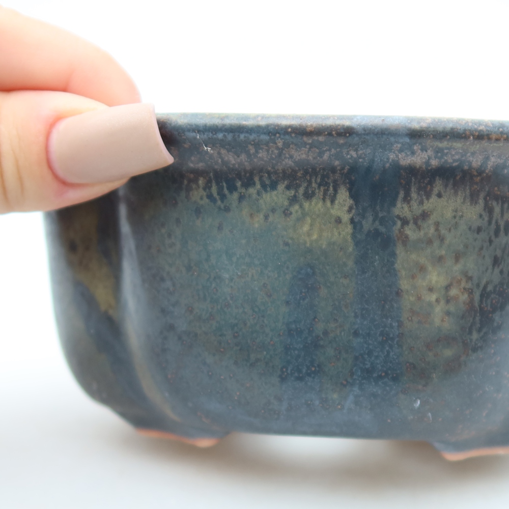 Ceramic bonsai pot, 13.5 x 11 x 6 cm, brown