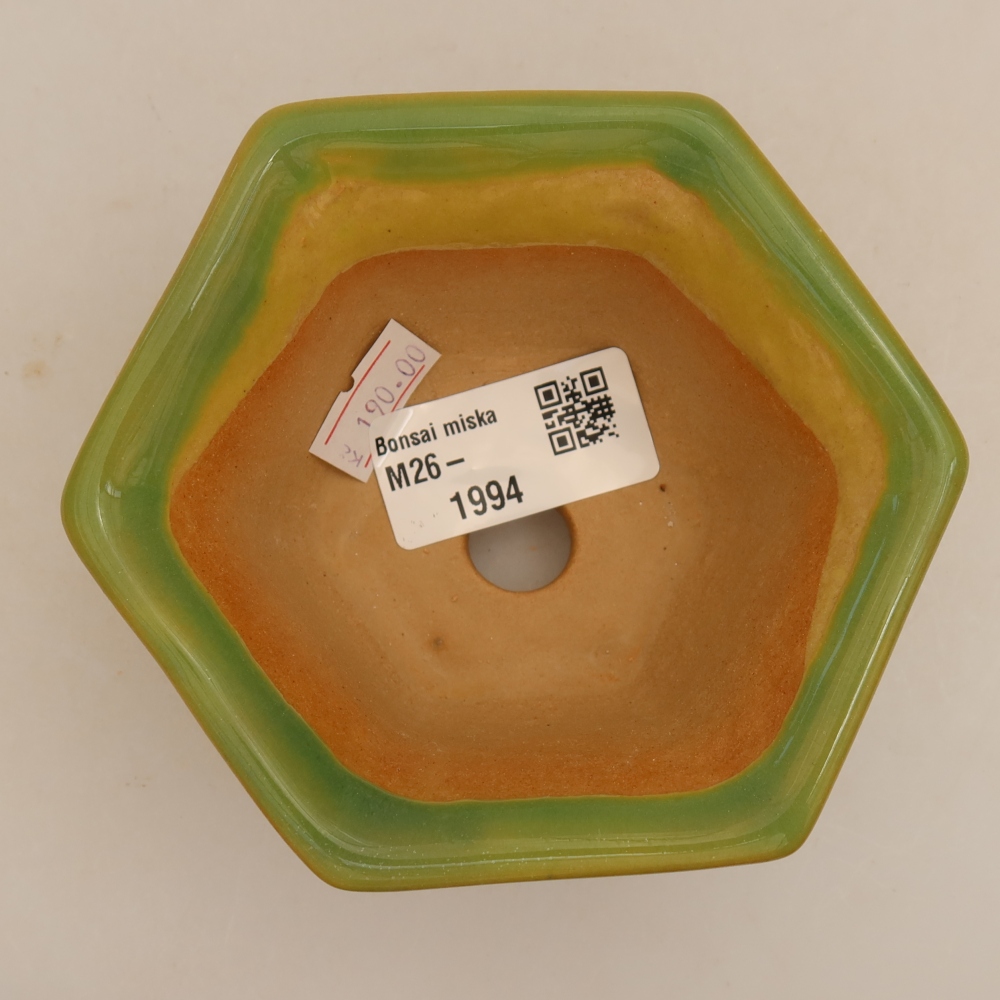 Ceramic bonsai pot, 10.5 x 9.5 x 5.5 cm, green