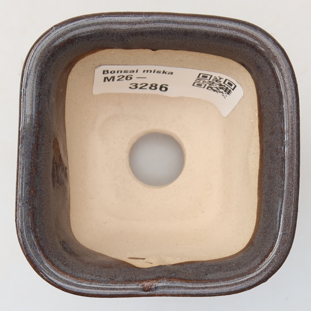Ceramic bonsai pot, 6.5 x 6.5 x 5 cm, gray