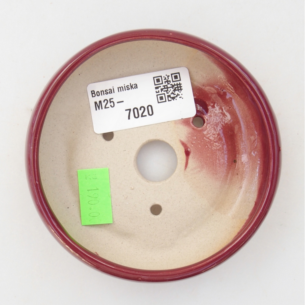 Ceramic bonsai bowl 9 x 9 x 2,5 cm, colour burgundy