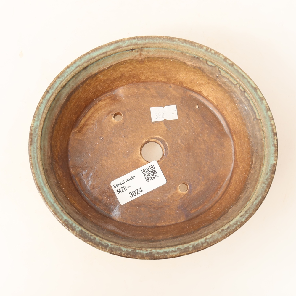 Ceramic bonsai pot, 17.5 x 16.5 x 4.5 cm, brown