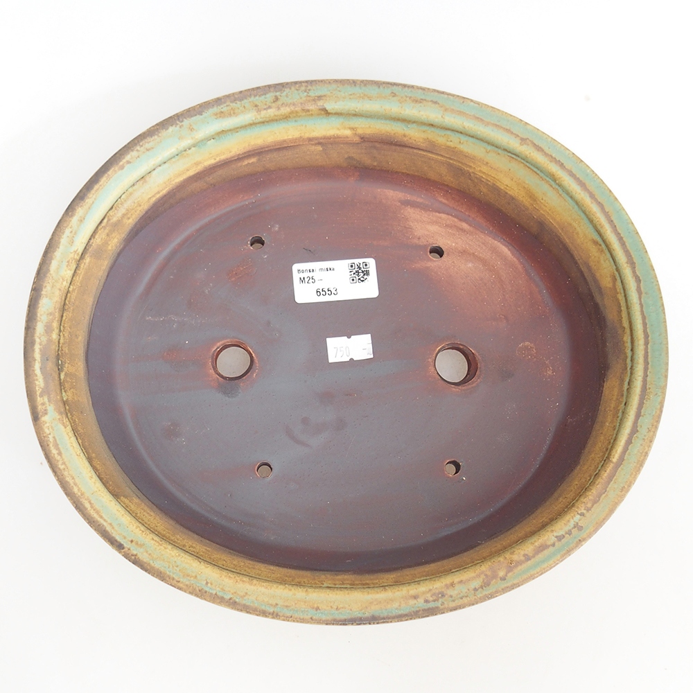 Ceramic bonsai bowl 28 x 25 x 6,5 cm, green