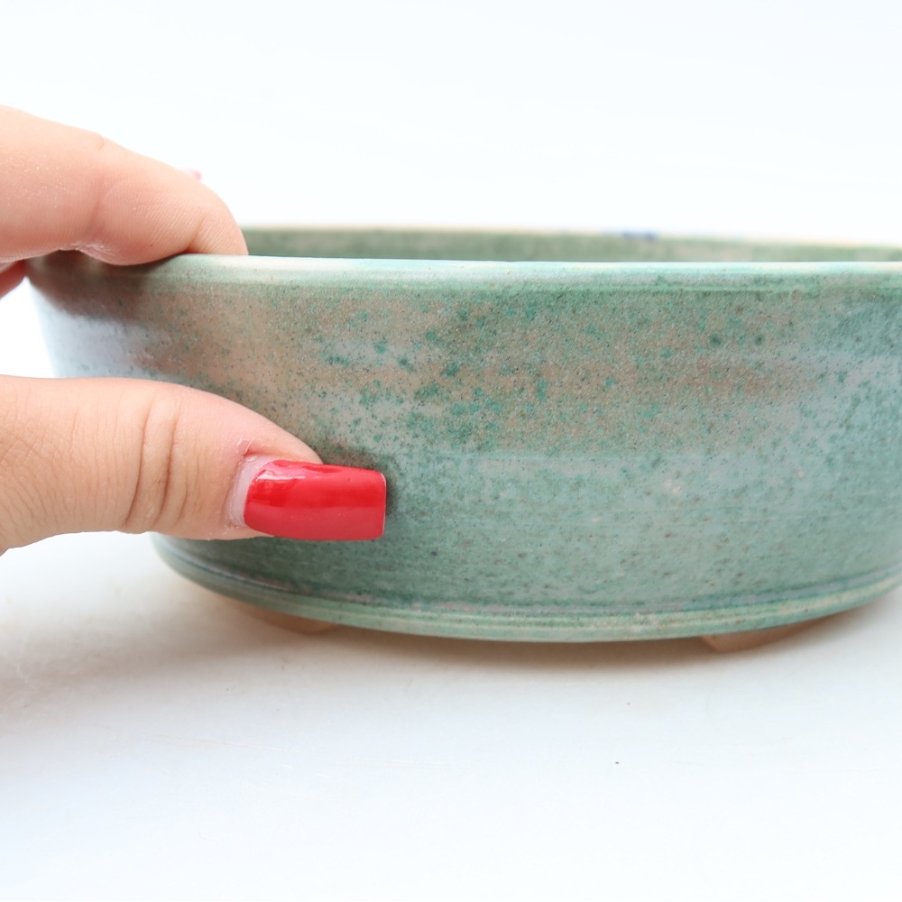 Ceramic bonsai pot, 18 x 18 x 6 cm, green