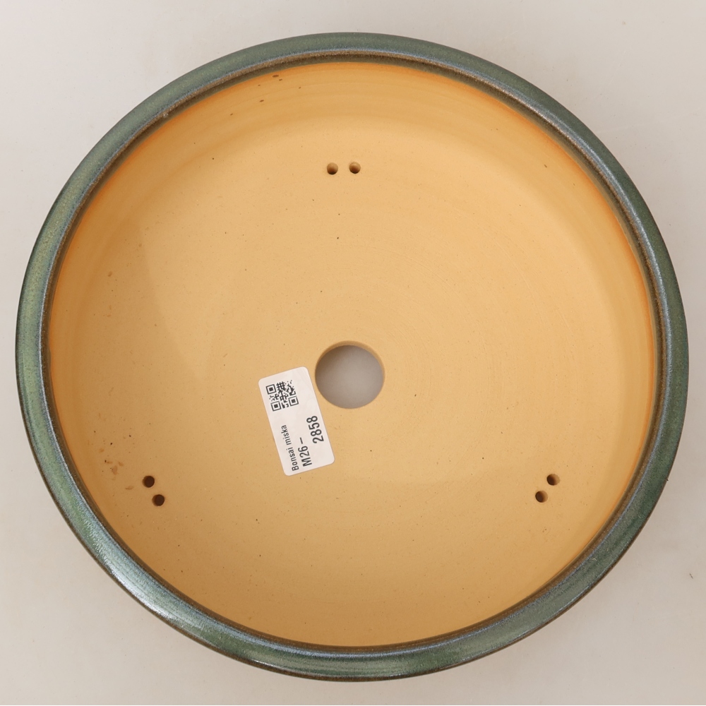 Ceramic bonsai pot, 23 x 23 x 7 cm, green