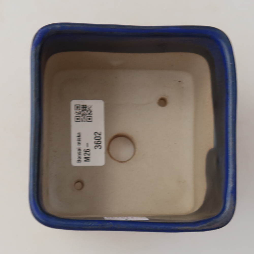 Ceramic bonsai bowl 10 x 10 x 8 cm, colour blue