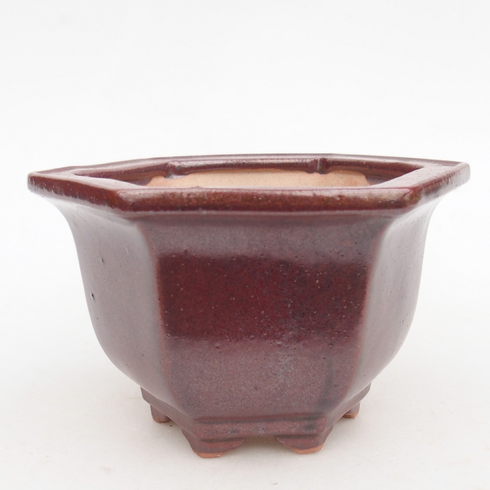 Ceramic bonsai bowl 13 x 11,5 x 8 cm, colour burgundy