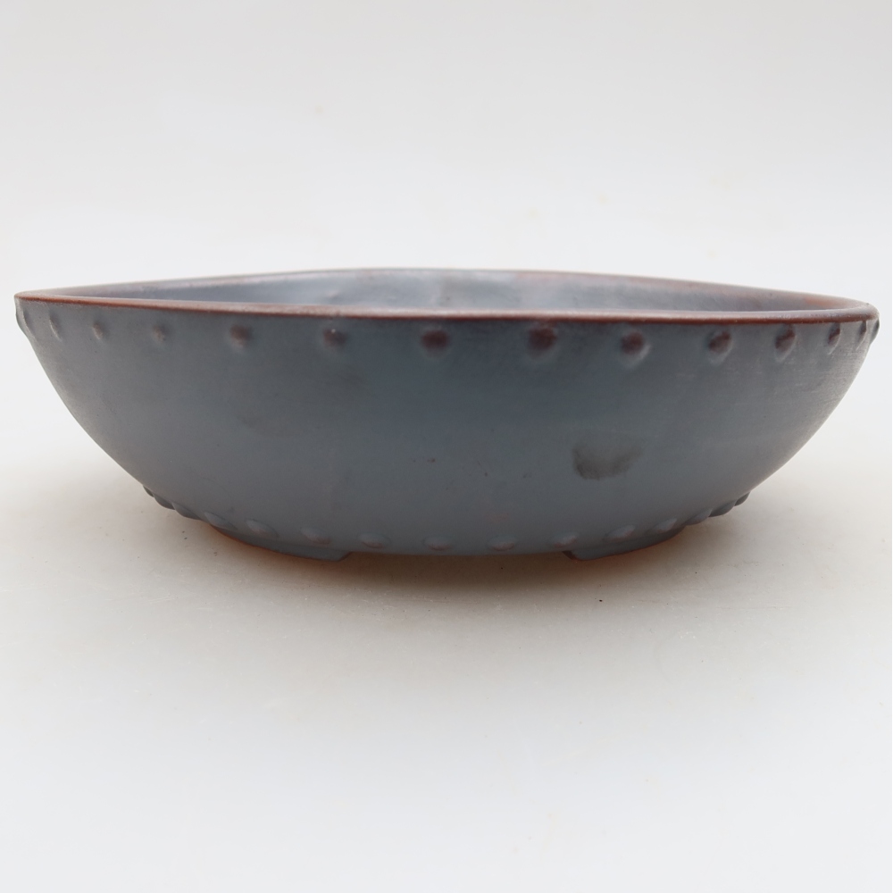 Ceramic bonsai pot, 17.5 x 17.5 x 5 cm, metallic color