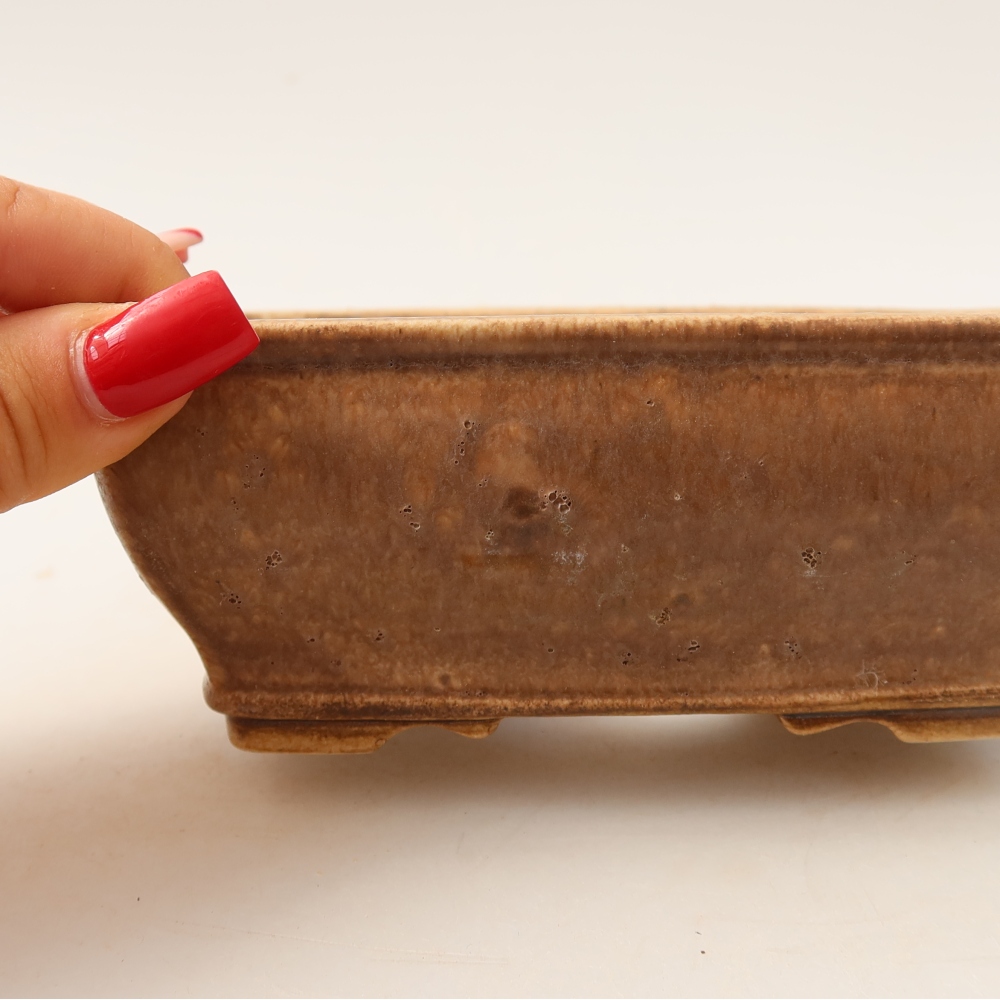 Ceramic bonsai pot, 15 x 12.5 x 5.5 cm, pink