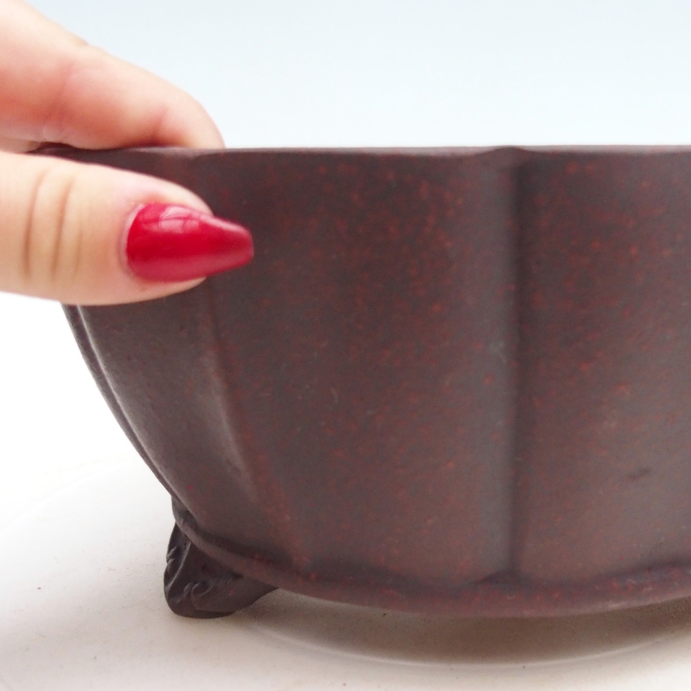 Ceramic bonsai bowl 19 x 19 x 9,5 cm, brown