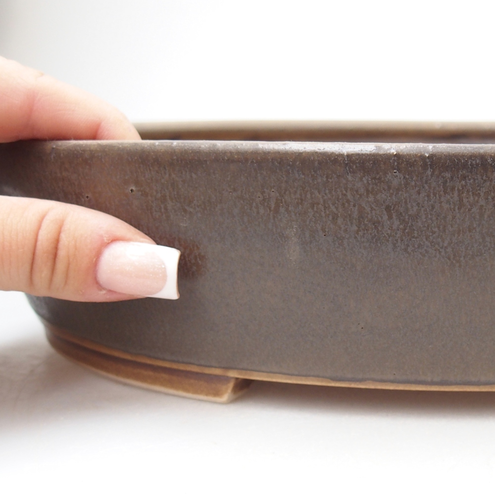 Ceramic bonsai bowl 31,5 x 27,5 x 6 cm, brown