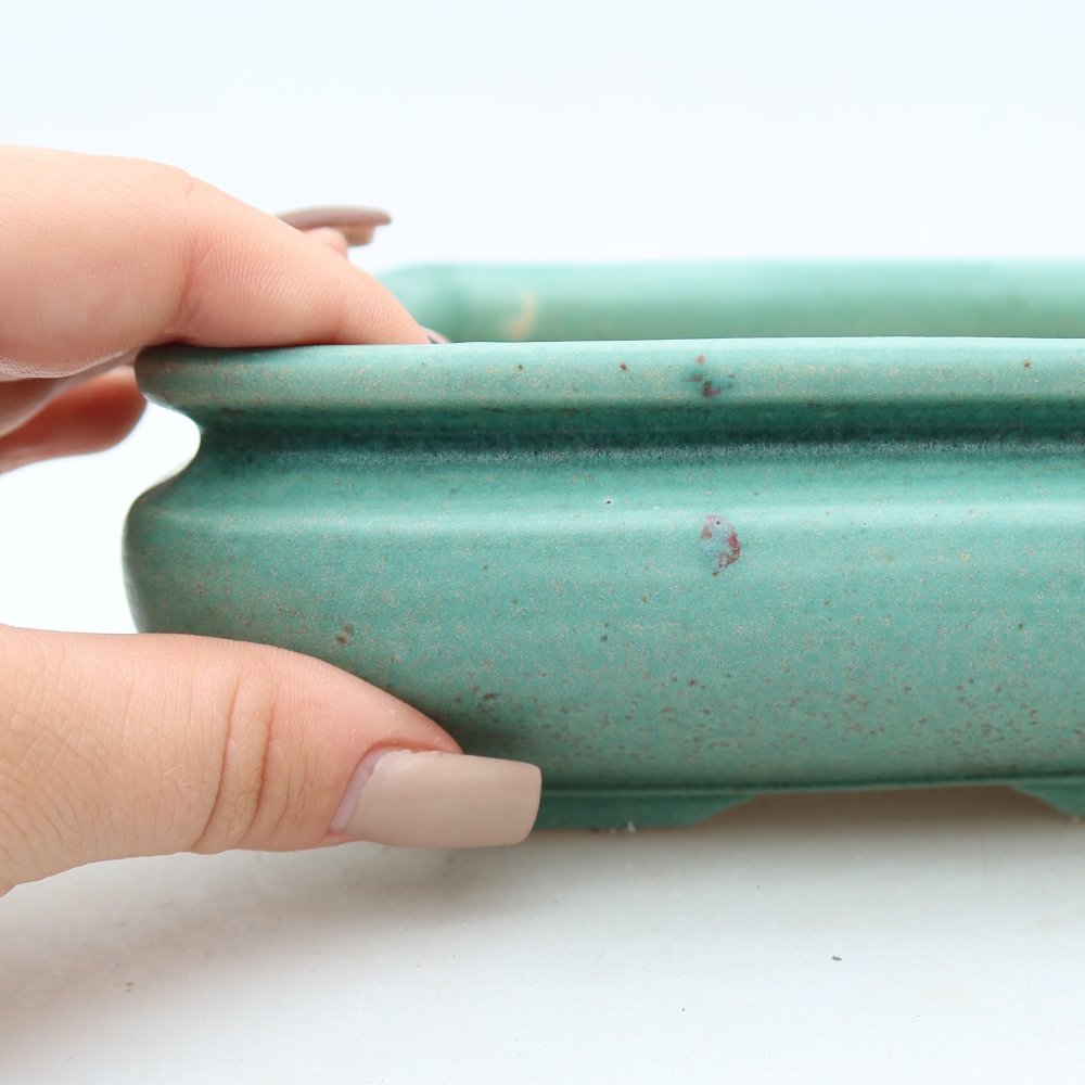 Ceramic bonsai bowl 15,5 x 15,5 x 6 cm, green
