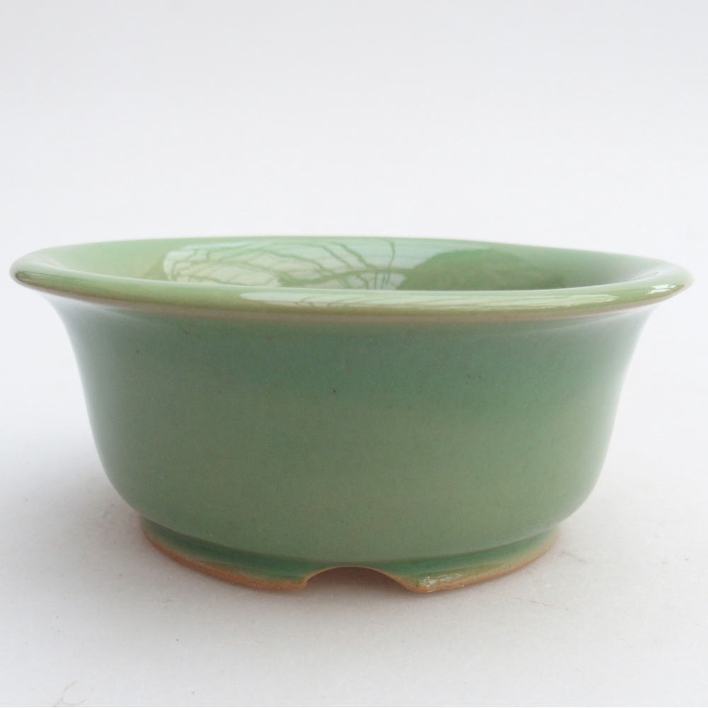 Ceramic bonsai bowl 13 x 13 x 5 cm, green