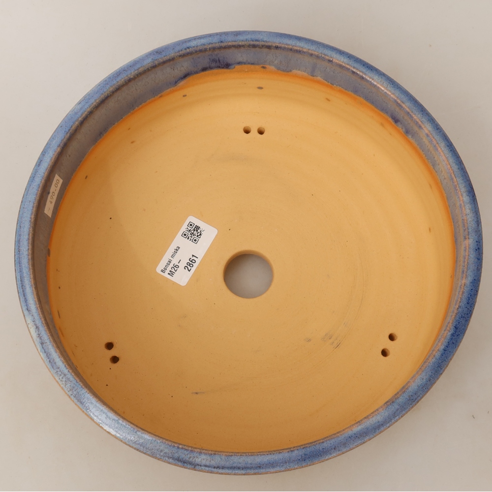 Ceramic bonsai pot, 23.5 x 23.5 x 8 cm, blue