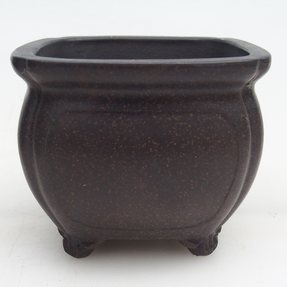 Ceramic bonsai bowl 10 x 10 x 8 cm, brownish ochre