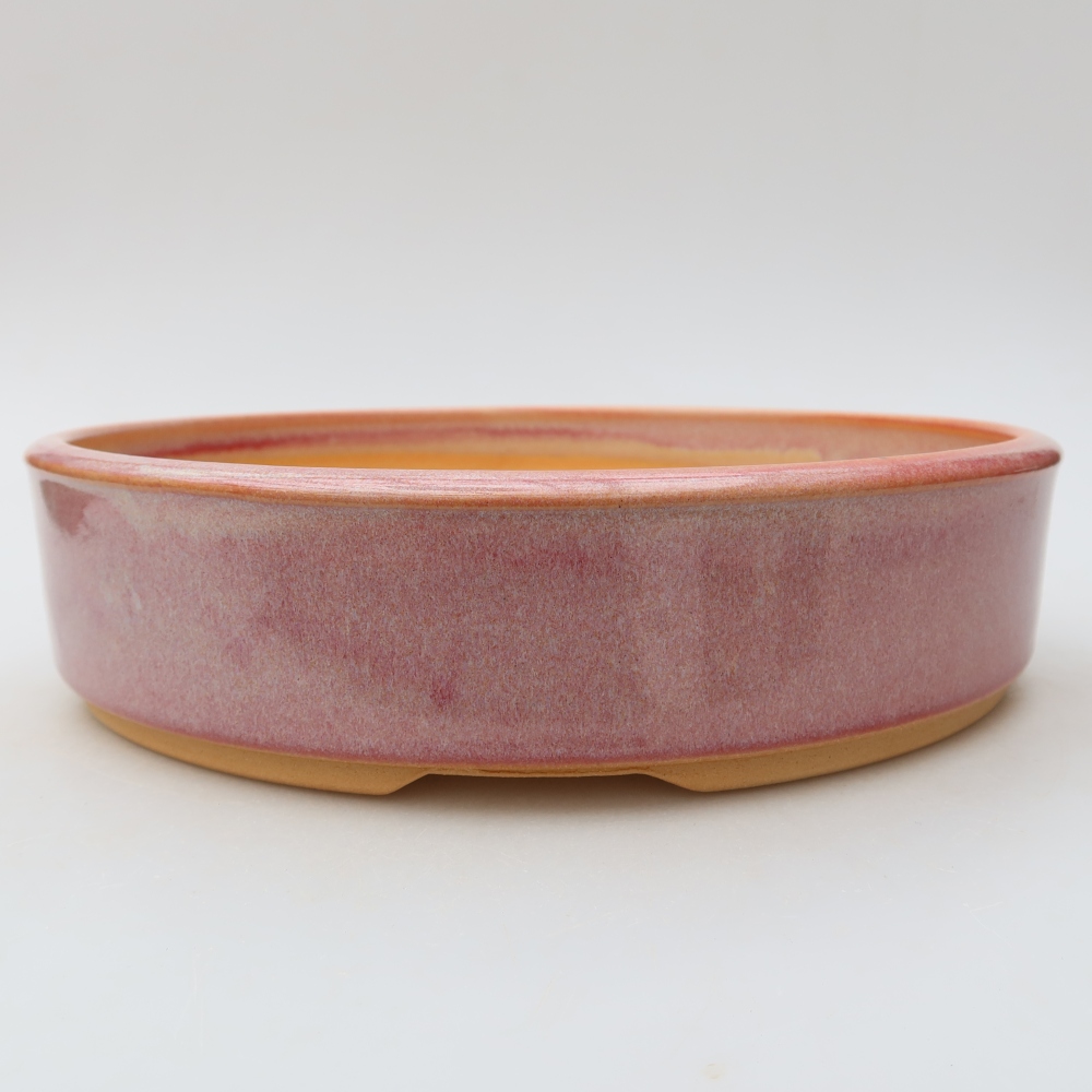 Ceramic bonsai pot, 24 x 24 x 6 cm, pink