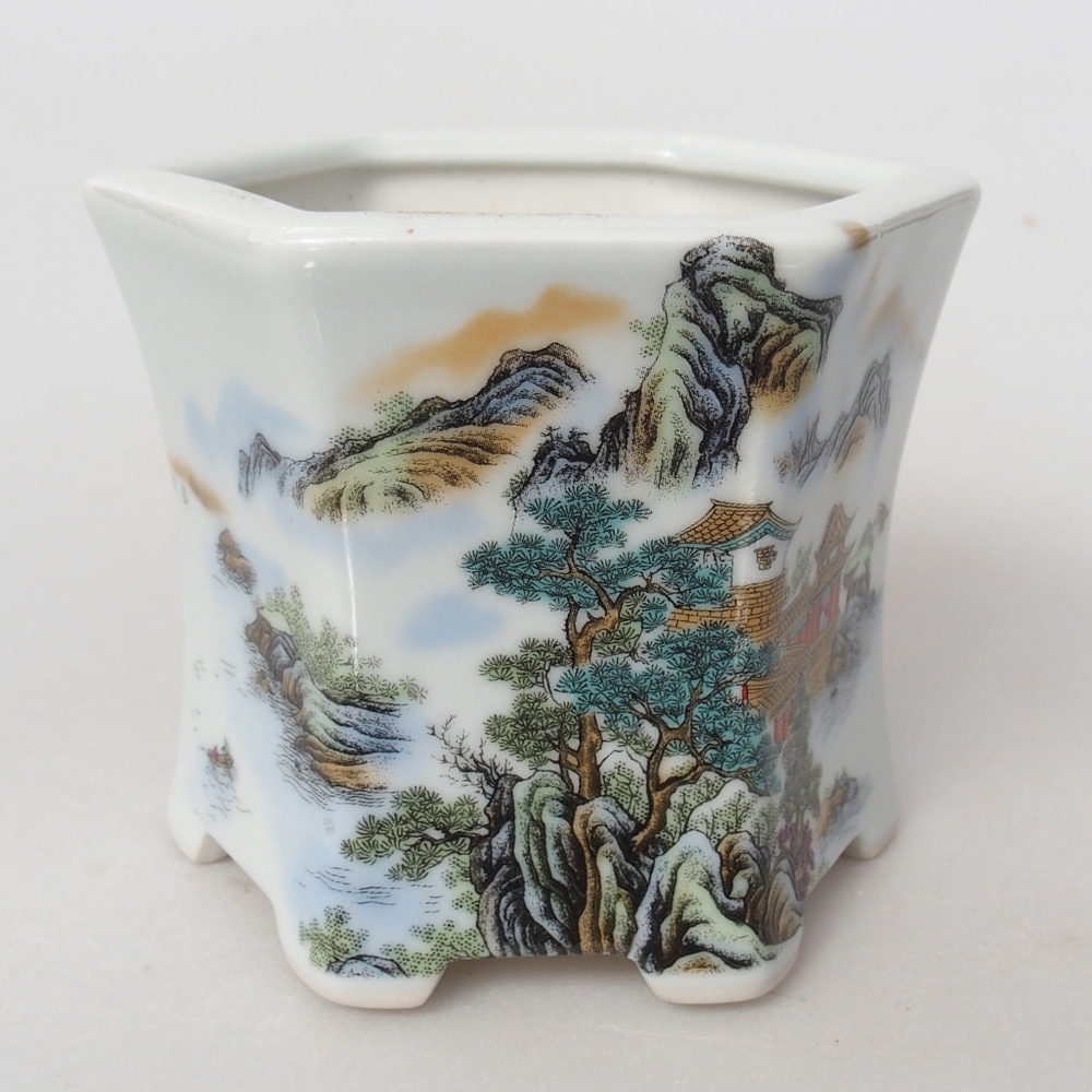 Ceramic bonsai bowl 10,5 x 9,5 x 9 cm, colour white